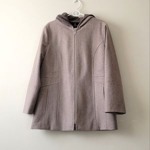 London Fog Wool Blend Hooded Zip Front Coat
